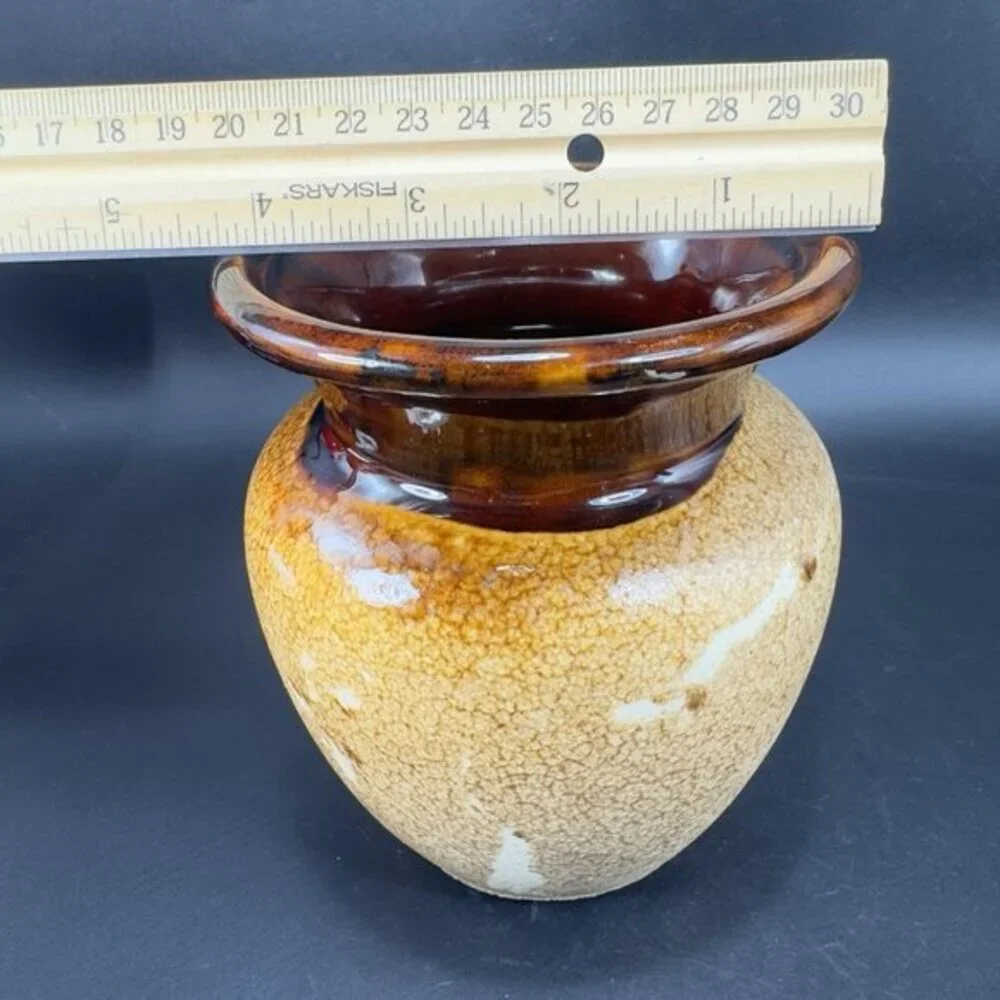 Royal Haeger Brown Earth Glaze Ceramic Vase Vessel Drip Glaze Signed Pottery VTG
